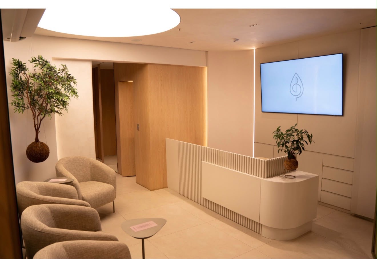 Recepção e sala de espera com poltronas